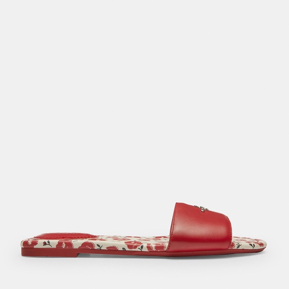New🌺Coach Slide Red Sandal With Floral Print - Picture 2 of 3